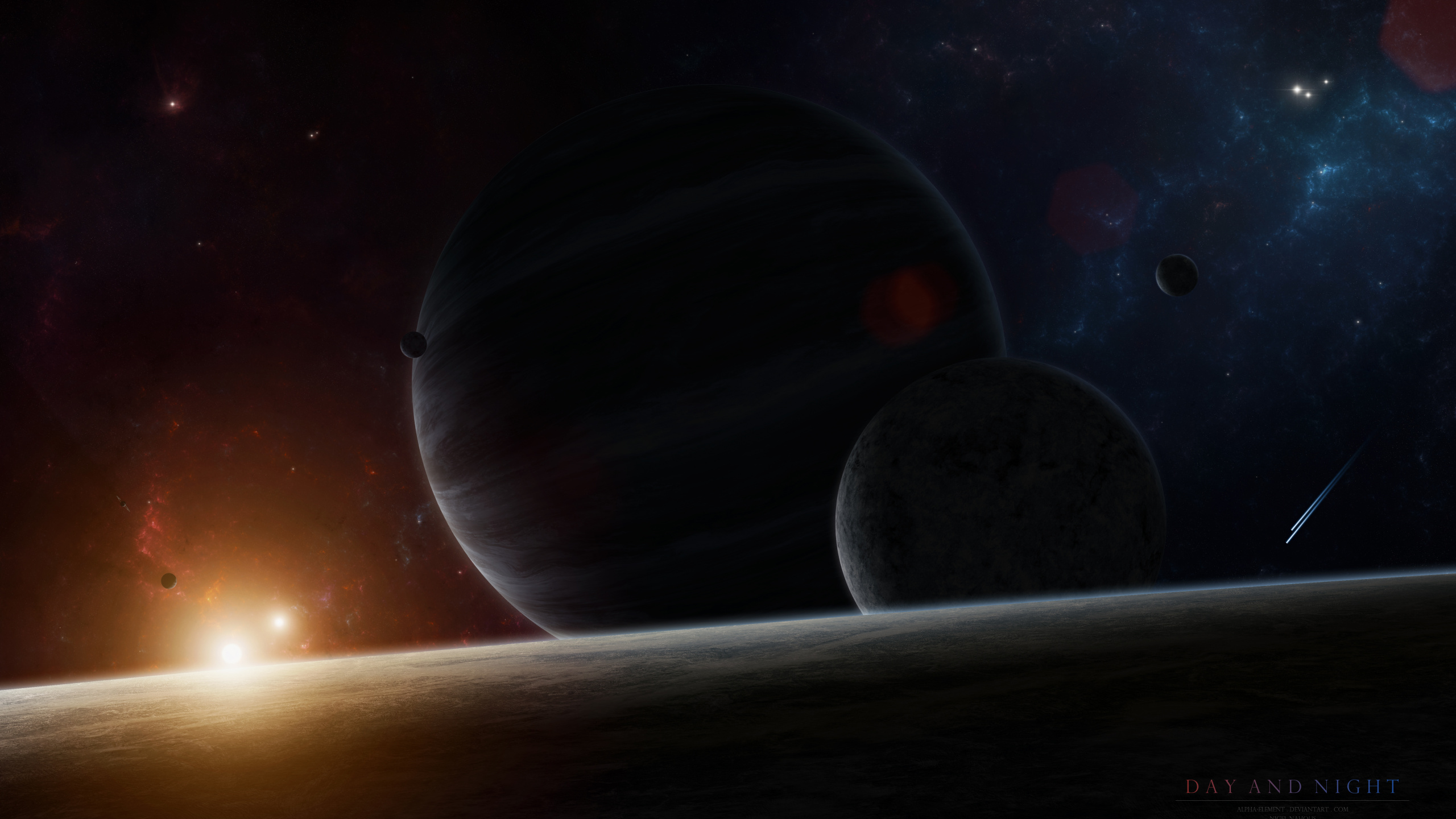 Pintura de Luna Blanca y Negra. Wallpaper in 2560x1440 Resolution