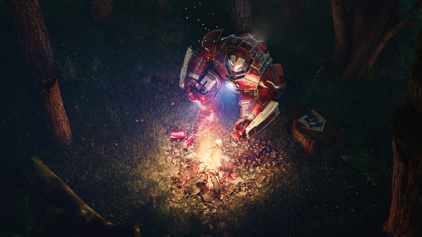 Feuer in Der Nacht. Wallpaper in 1366x768 Resolution