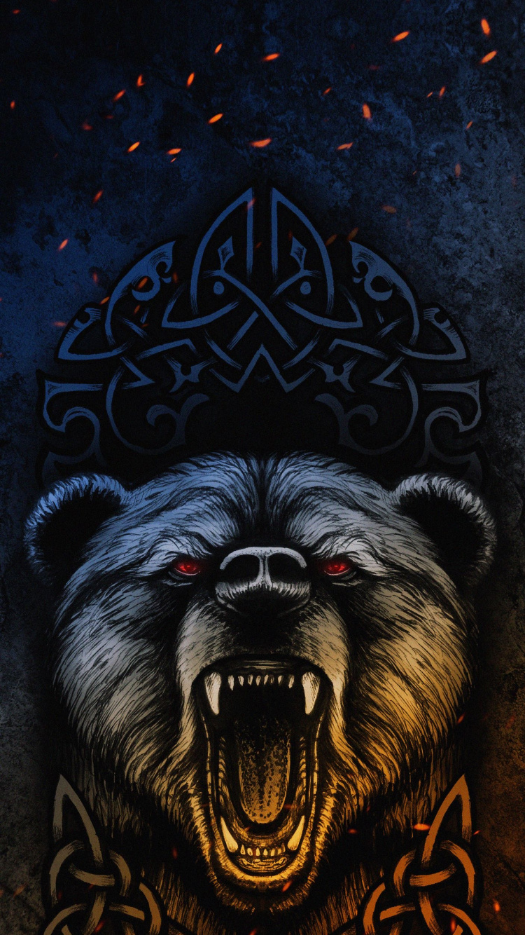 Ours Viking, Grizzli, T-shirt, Capuchon, Chemise. Wallpaper in 750x1334 Resolution