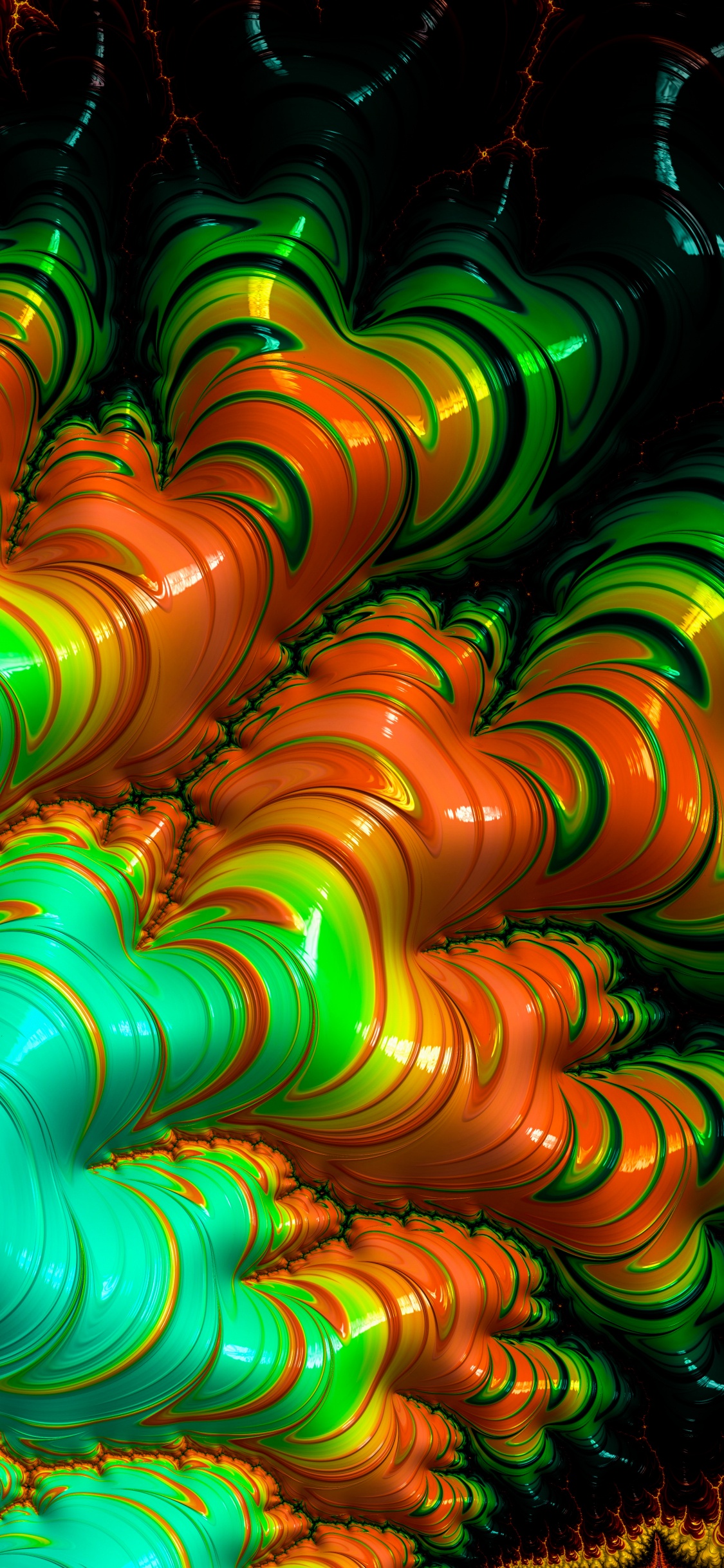 Art Fractal, Art, la Pureté de la Couleur, Green, Ligne. Wallpaper in 1125x2436 Resolution