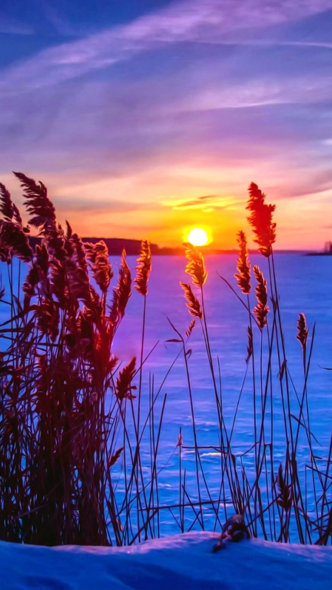 Sunset, Winter, Snow, Nature, Natural Landscape. Wallpaper in 1080x1920 Resolution