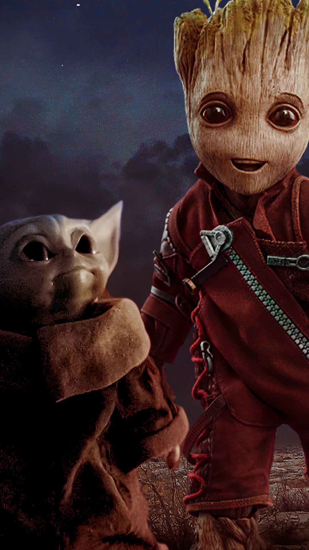 Baby Yoda, Grogu, Groot, Yoda, The Mandalorian. Wallpaper in 1080x1920 Resolution