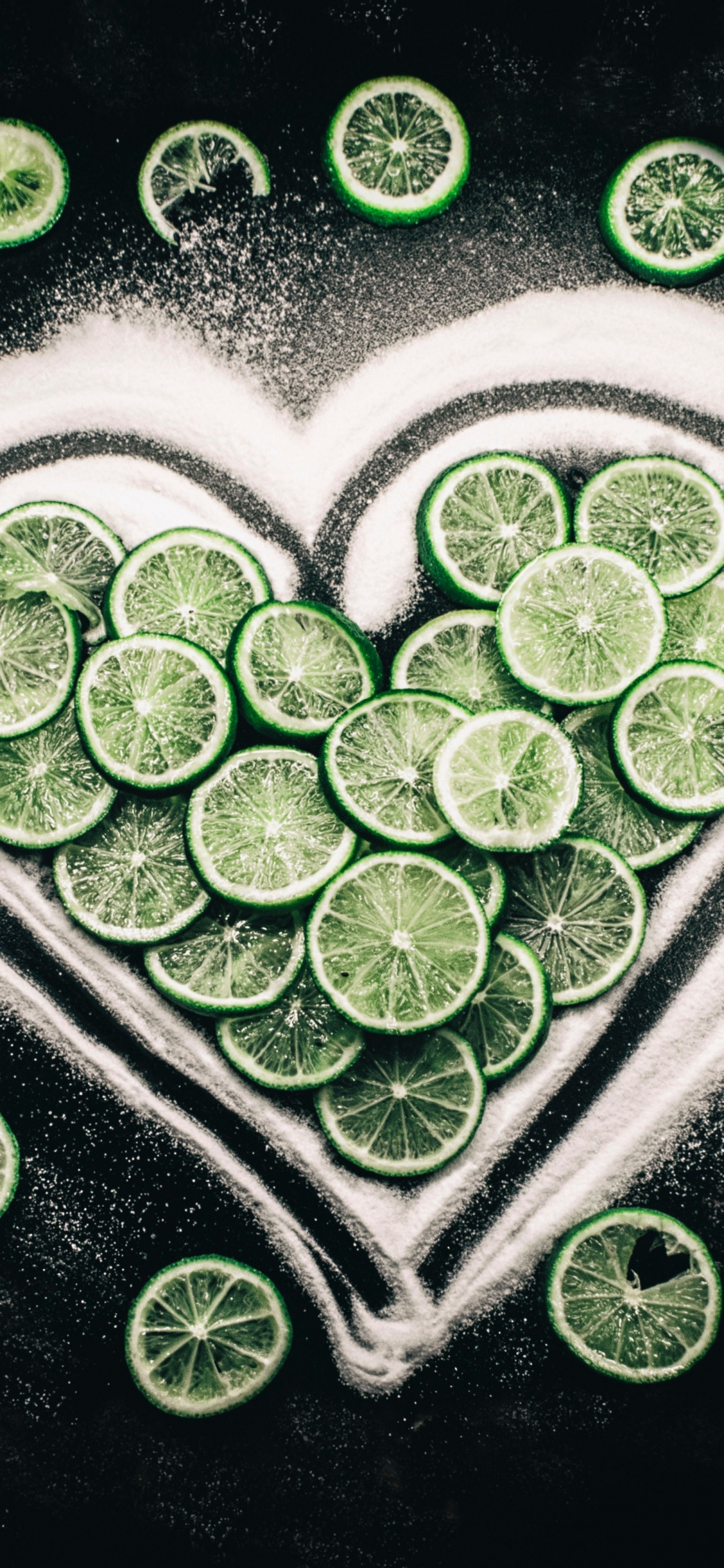 石灰, 绿色的, 心脏, 爱情, 浆果 壁纸 1125x2436 允许