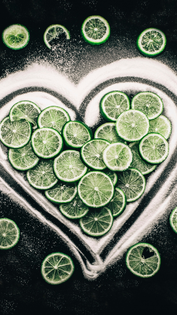 石灰, 绿色的, 心脏, 爱情, 浆果 壁纸 750x1334 允许