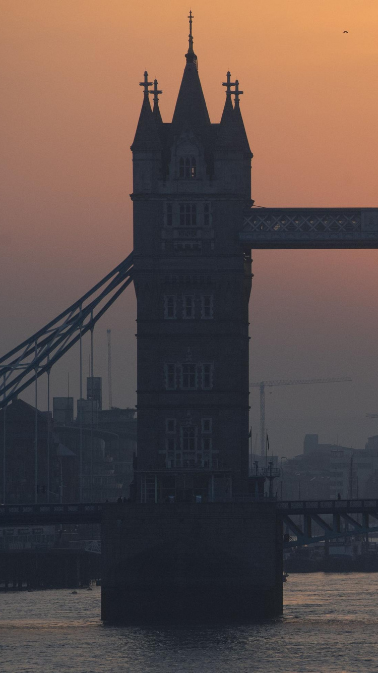 Silhouette de Personnes Marchant Sur le Pont Pendant le Coucher du Soleil. Wallpaper in 750x1334 Resolution
