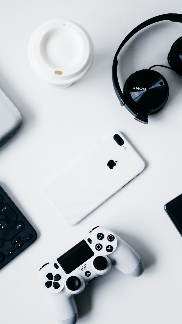 Headphones, Game Controller, White, Black, Input Device. Wallpaper in 720x1280 Resolution