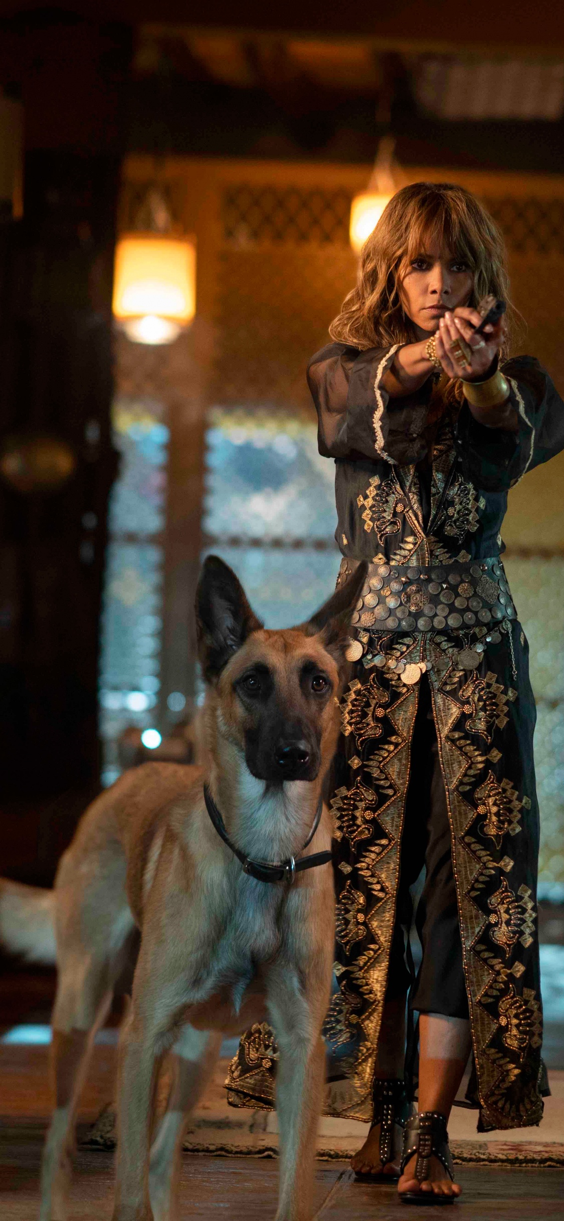 Woman in Black and White Dress Holding Brown and White Short Coated Dog. Wallpaper in 1125x2436 Resolution