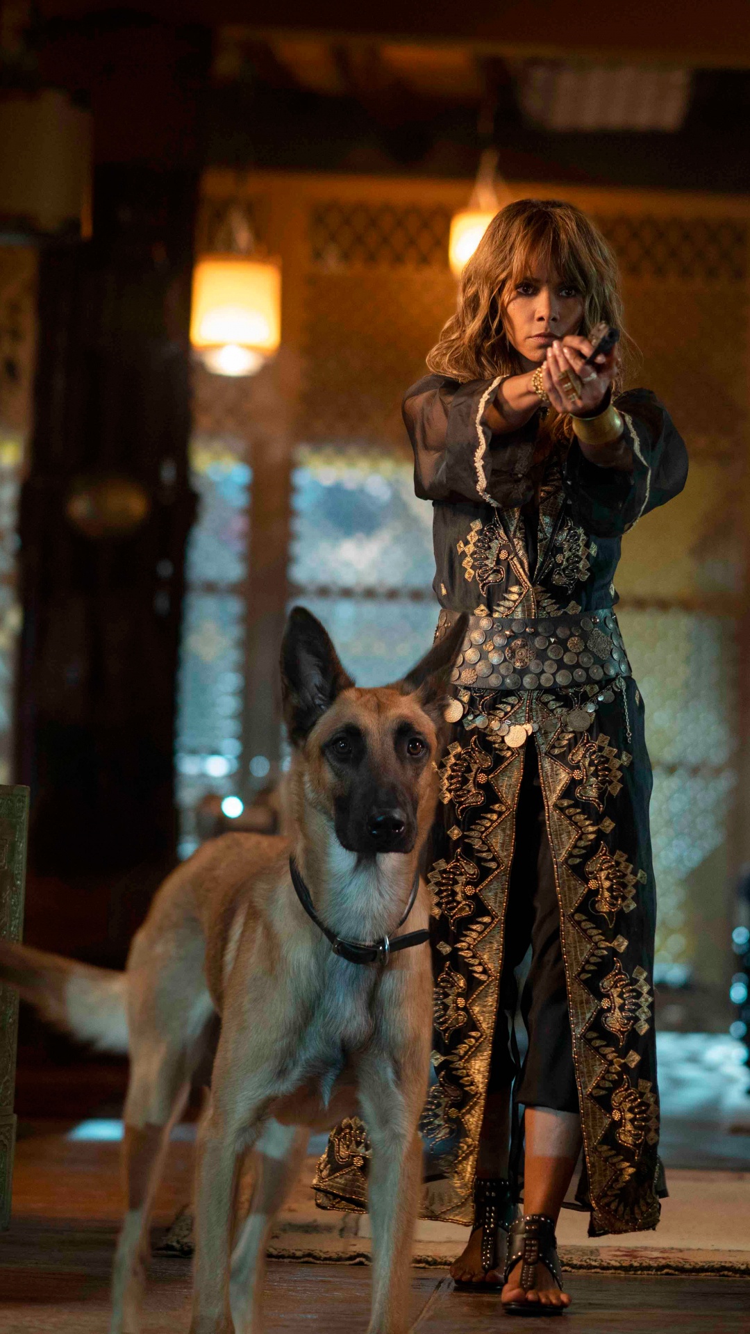 Femme en Robe Noire et Blanche Tenant un Chien à Poil Court Marron et Blanc. Wallpaper in 1080x1920 Resolution