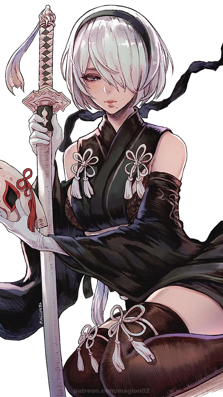 Yorha 2b Fanart, Nier Automates, Dessin Animé, Fan Art, Yorha. Wallpaper in 720x1280 Resolution