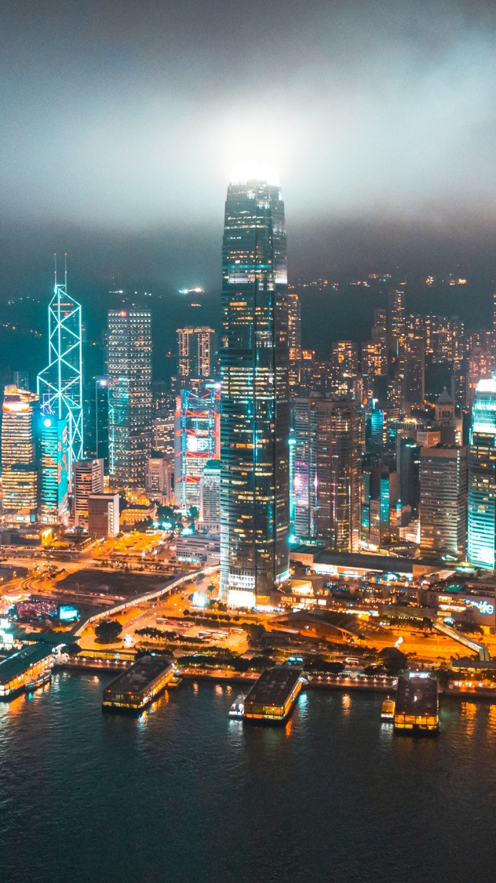 Cityscape, Skyscraper, Building, Water, Light. Wallpaper in 720x1280 Resolution