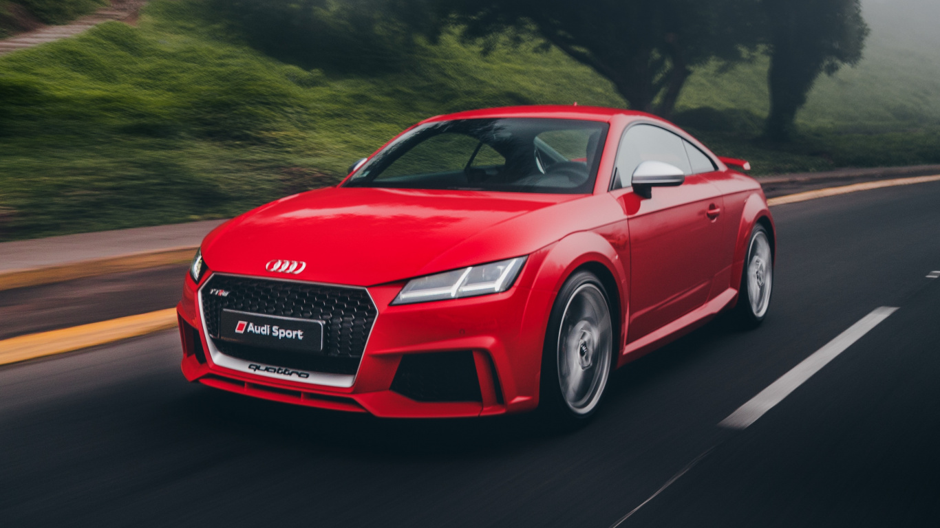 Red Audi Coupe on Road During Daytime. Wallpaper in 1366x768 Resolution