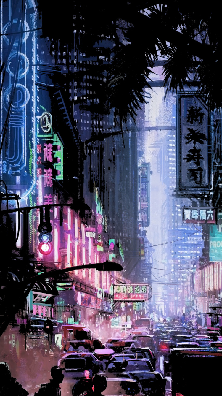 Ilustración, Cyberpunk, Arte, Diseño, Fan Art. Wallpaper in 750x1334 Resolution