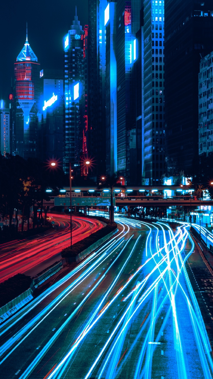 Fotografía de Lapso de Tiempo de Automóviles en la Carretera Durante la Noche. Wallpaper in 720x1280 Resolution