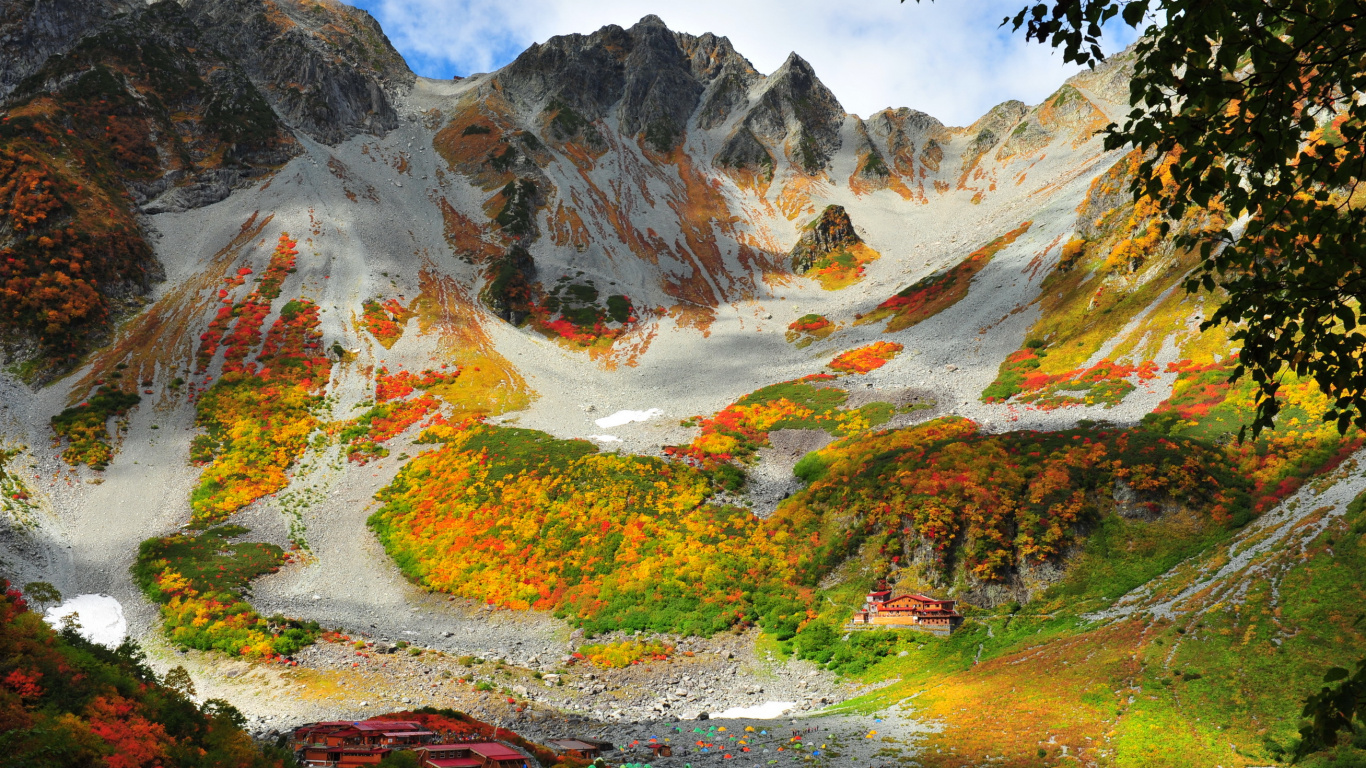 Green and Brown Mountain Under White Clouds During Daytime. Wallpaper in 1366x768 Resolution