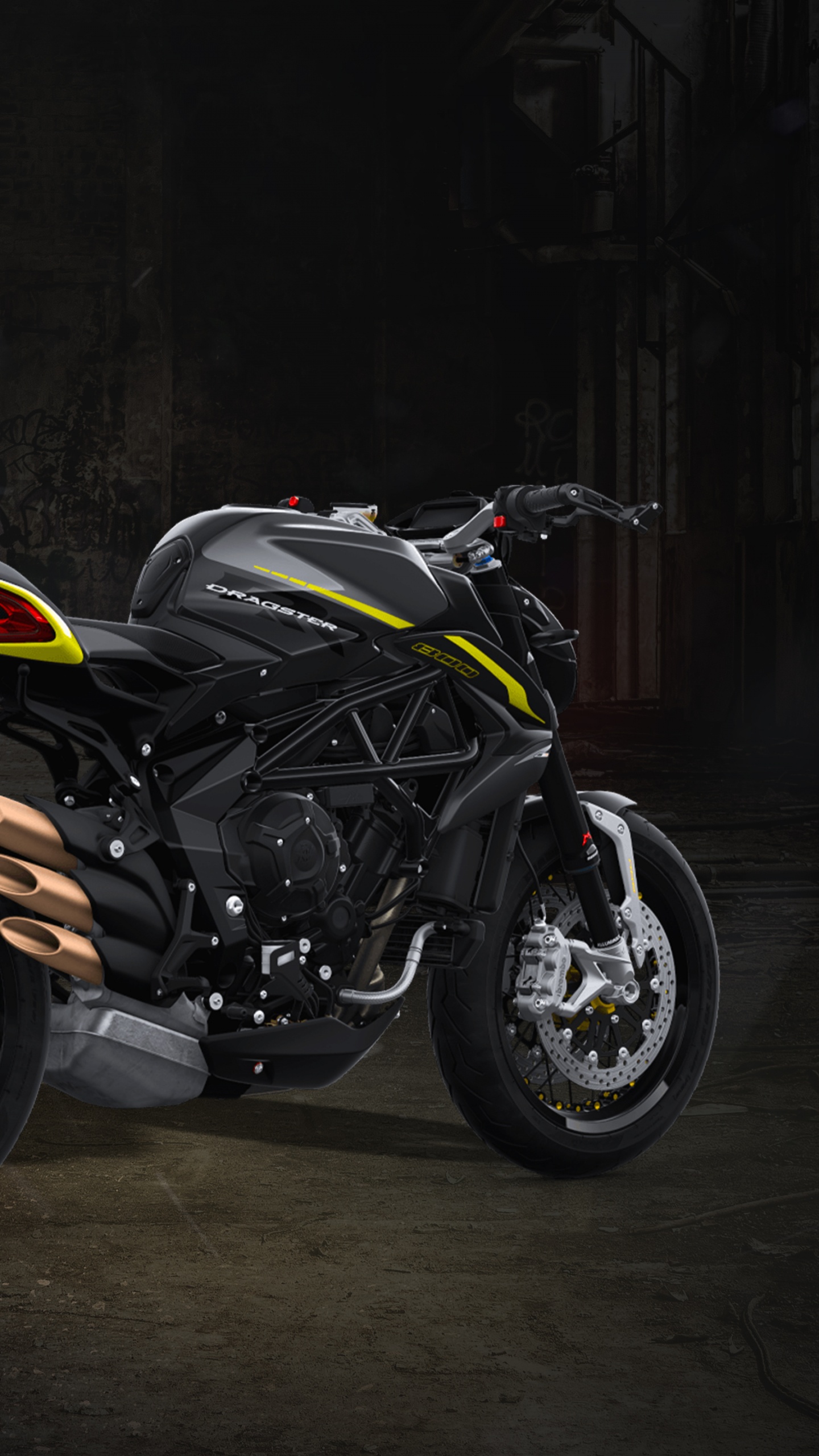 Black and Red Sports Bike Parked Beside Brown Wooden Wall. Wallpaper in 1440x2560 Resolution