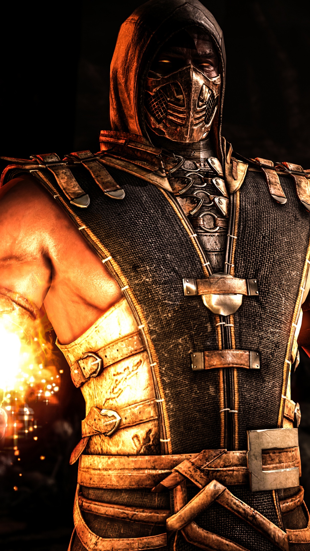 Fiktiver Charakter, Feuer, Mortal Kombat x, Flamme, Nacht. Wallpaper in 1080x1920 Resolution