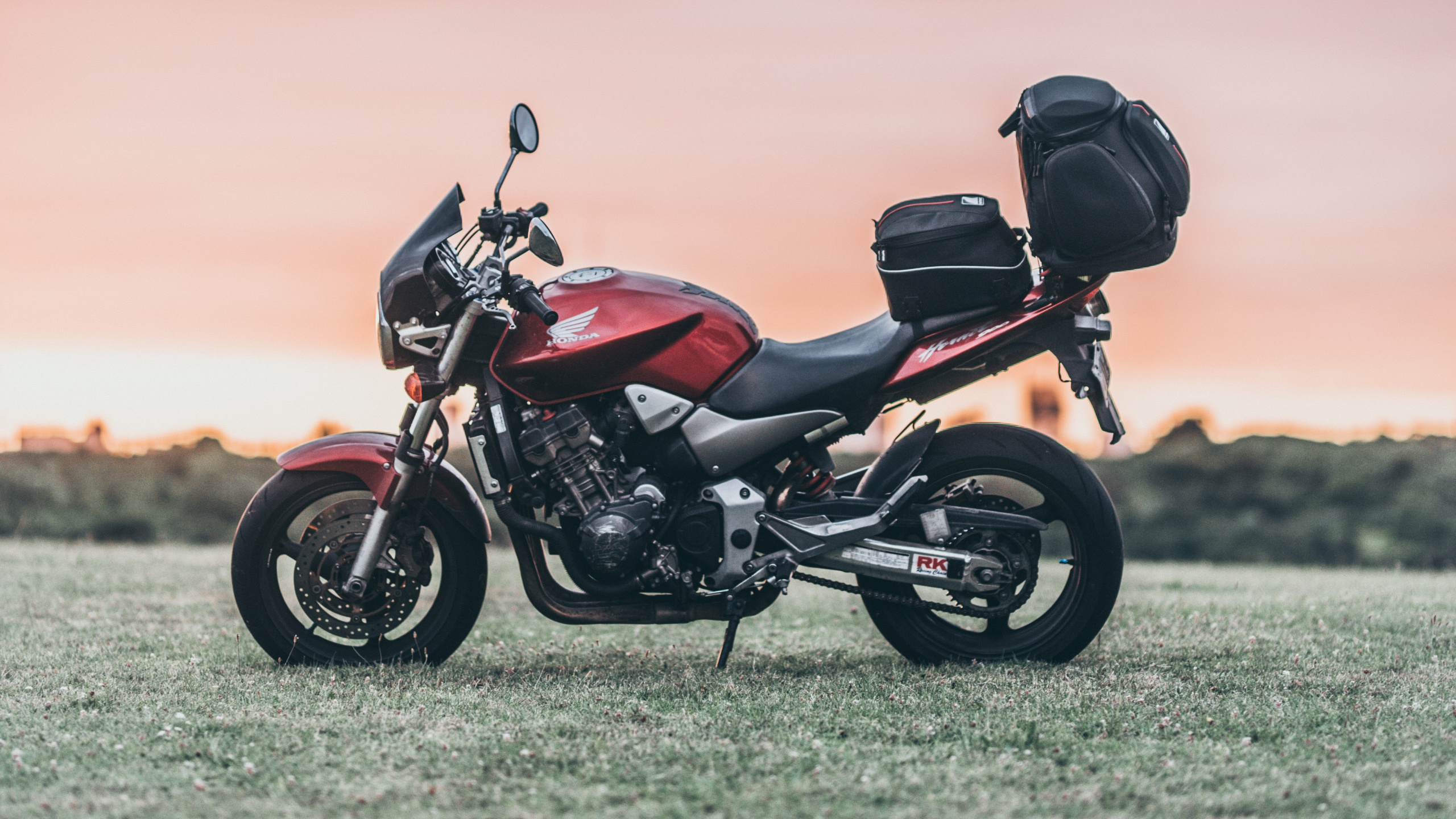 Moto Noir et Rouge Sur Terrain D'herbe Verte Pendant la Journée. Wallpaper in 2560x1440 Resolution