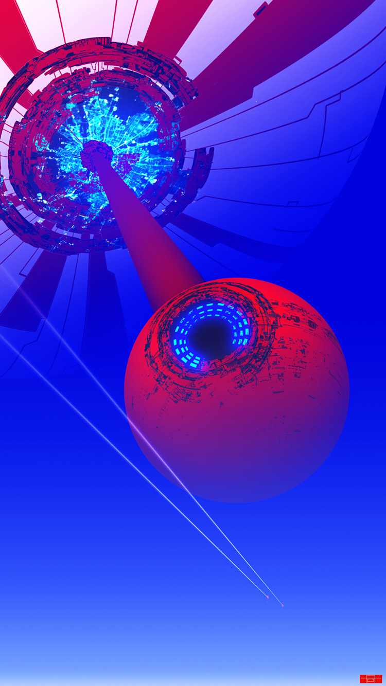 Roter Und Blauer Runder Ball. Wallpaper in 750x1334 Resolution