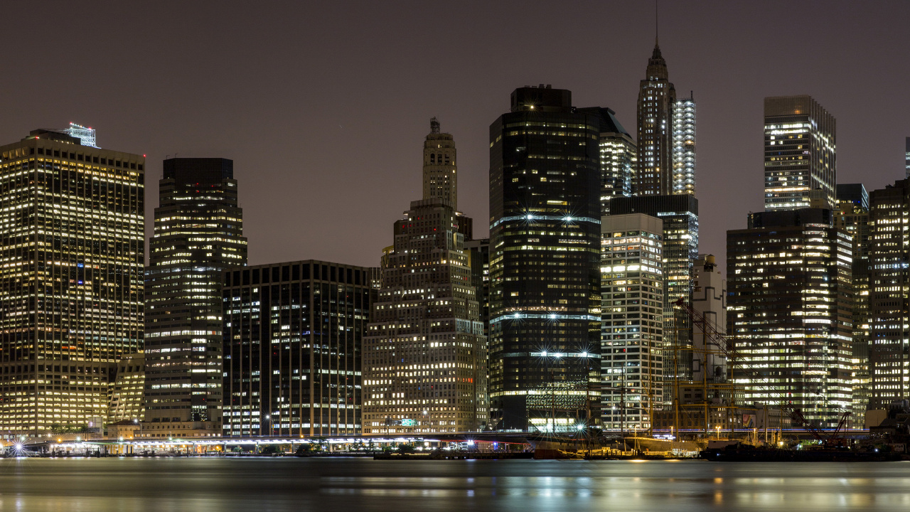 City Skyline During Night Time. Wallpaper in 1280x720 Resolution
