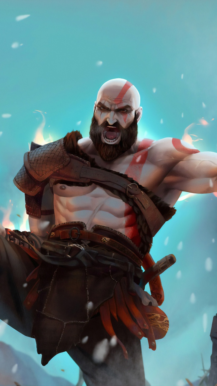 Gott Des Krieges, Kratos, Illustration, Pc-Spiel, Dämonen. Wallpaper in 720x1280 Resolution