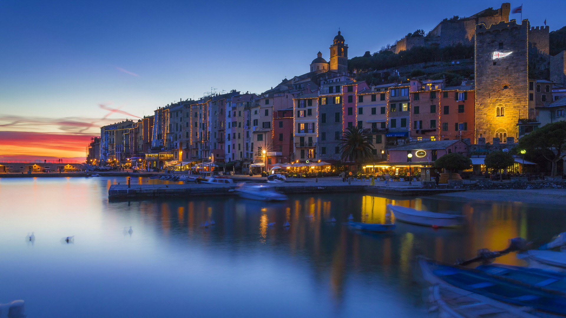 Body of Water Between Buildings During Night Time. Wallpaper in 1920x1080 Resolution
