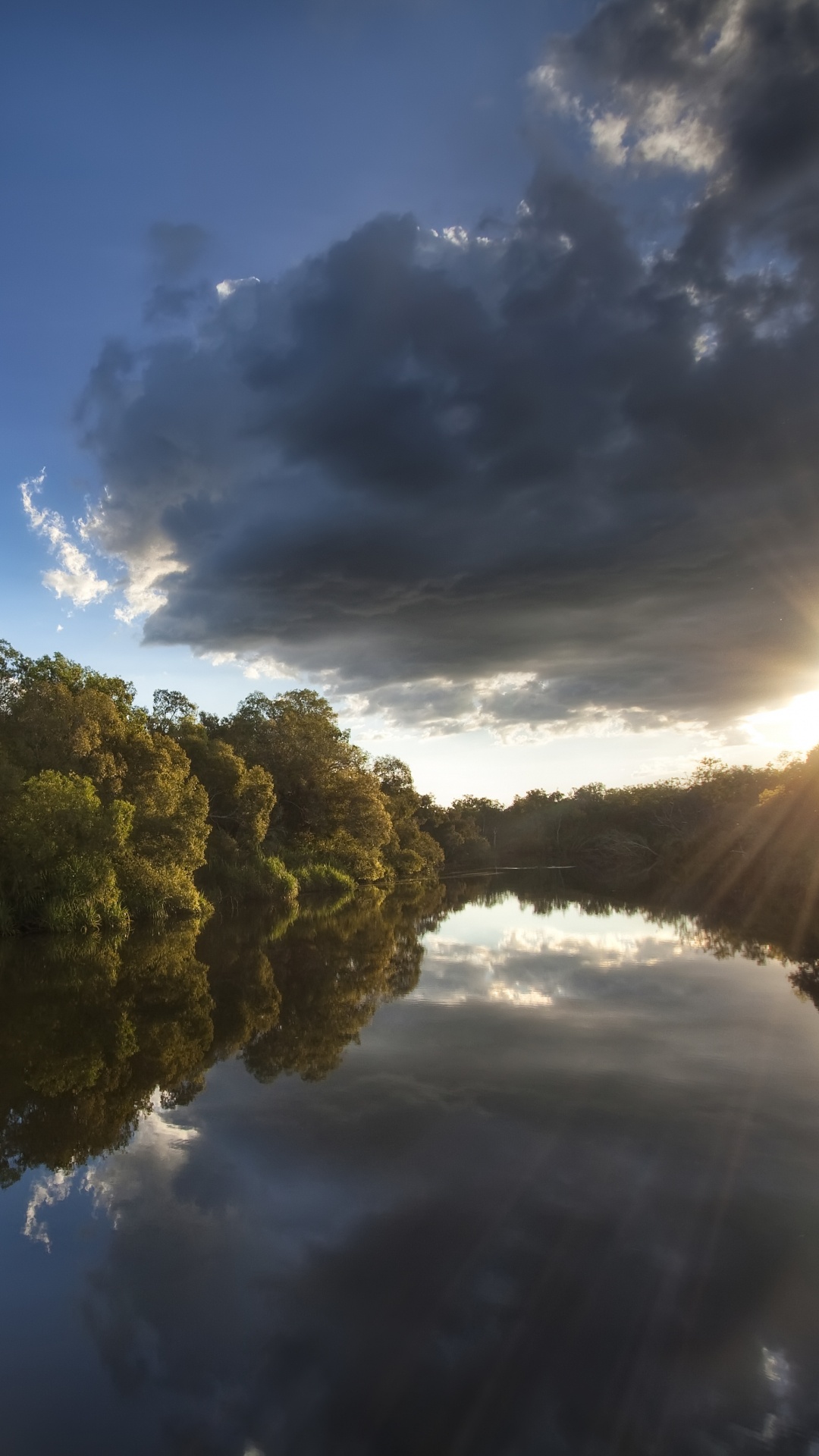 Green Trees Beside River Under Blue Sky During Daytime. Wallpaper in 1080x1920 Resolution