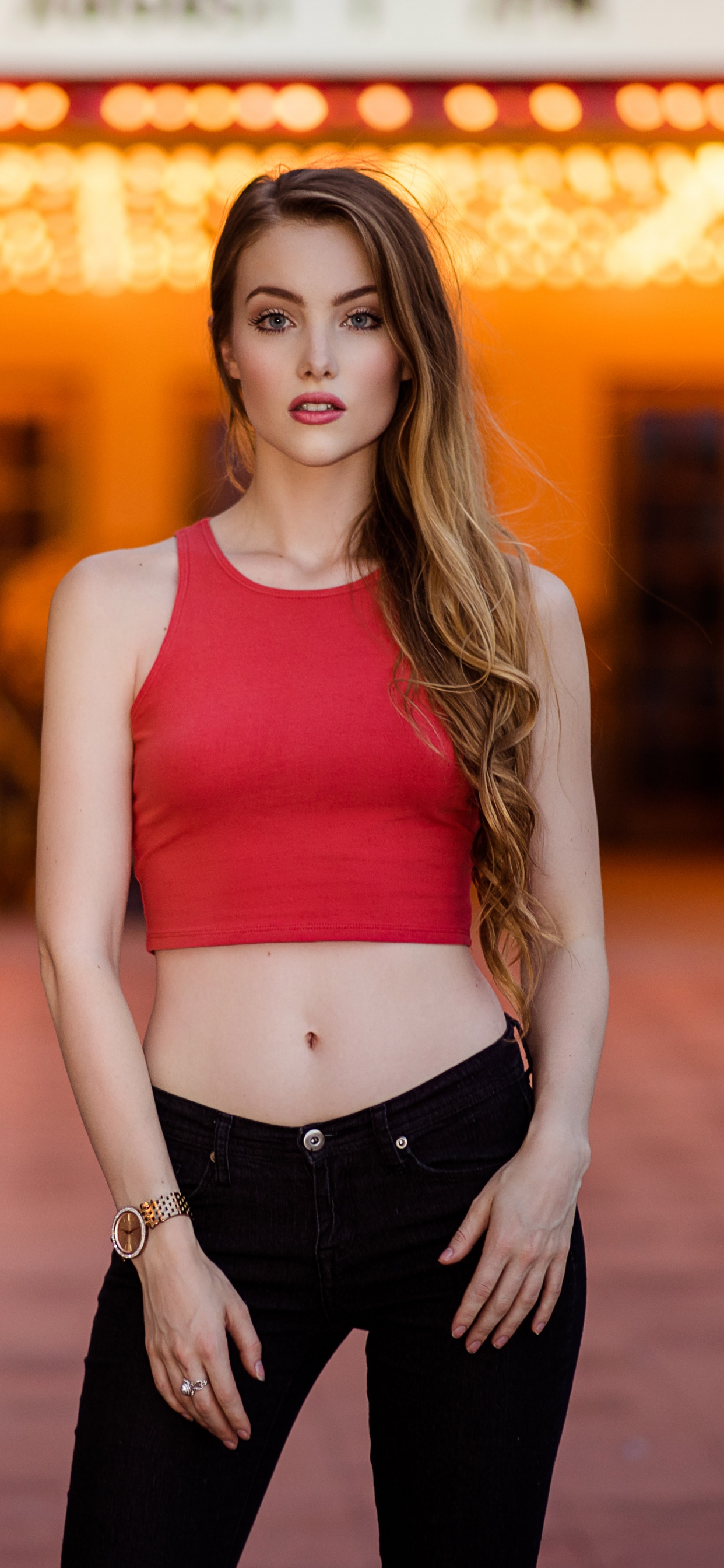 Jeans, Belleza, Rosa, Amarillo, Abdomen. Wallpaper in 1242x2688 Resolution