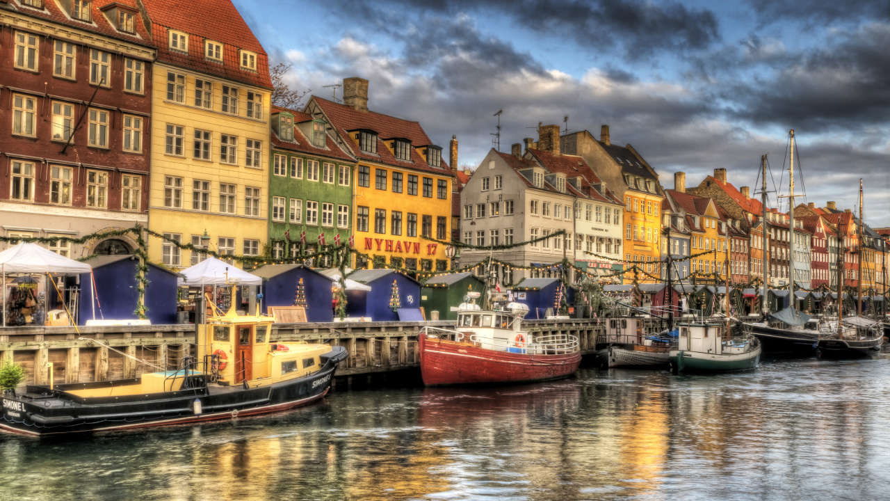 哥本哈根, 水运, 人体内的水, 反射, 运河 壁纸 1280x720 允许
