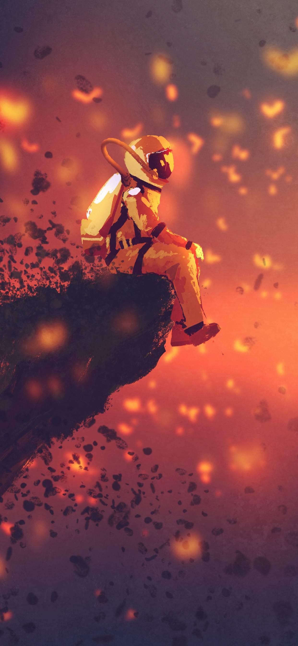 Femme en Robe Noire Debout Sur Une Branche D'arbre Brune Pendant la Nuit. Wallpaper in 1242x2688 Resolution