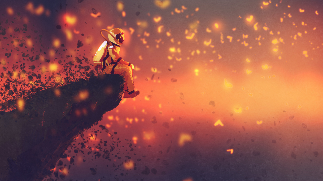 Femme en Robe Noire Debout Sur Une Branche D'arbre Brune Pendant la Nuit. Wallpaper in 1366x768 Resolution