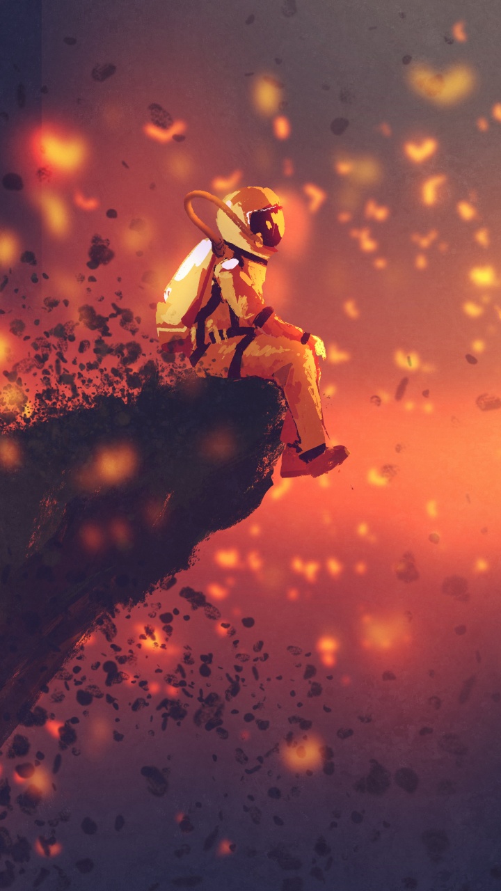 Femme en Robe Noire Debout Sur Une Branche D'arbre Brune Pendant la Nuit. Wallpaper in 720x1280 Resolution