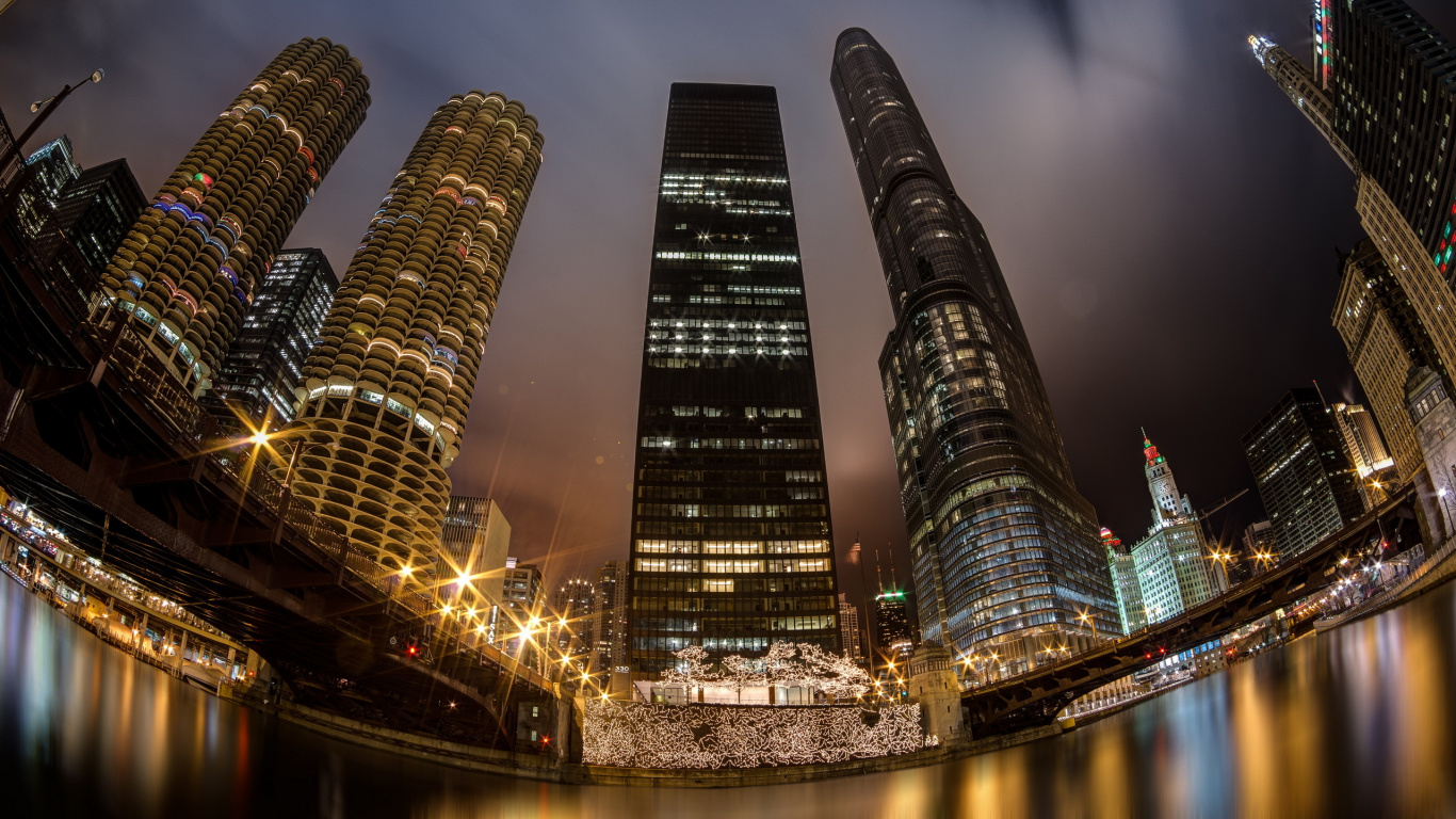 鱼眼镜头, 城市景观, 城市, 大都会, 里程碑 壁纸 1366x768 允许