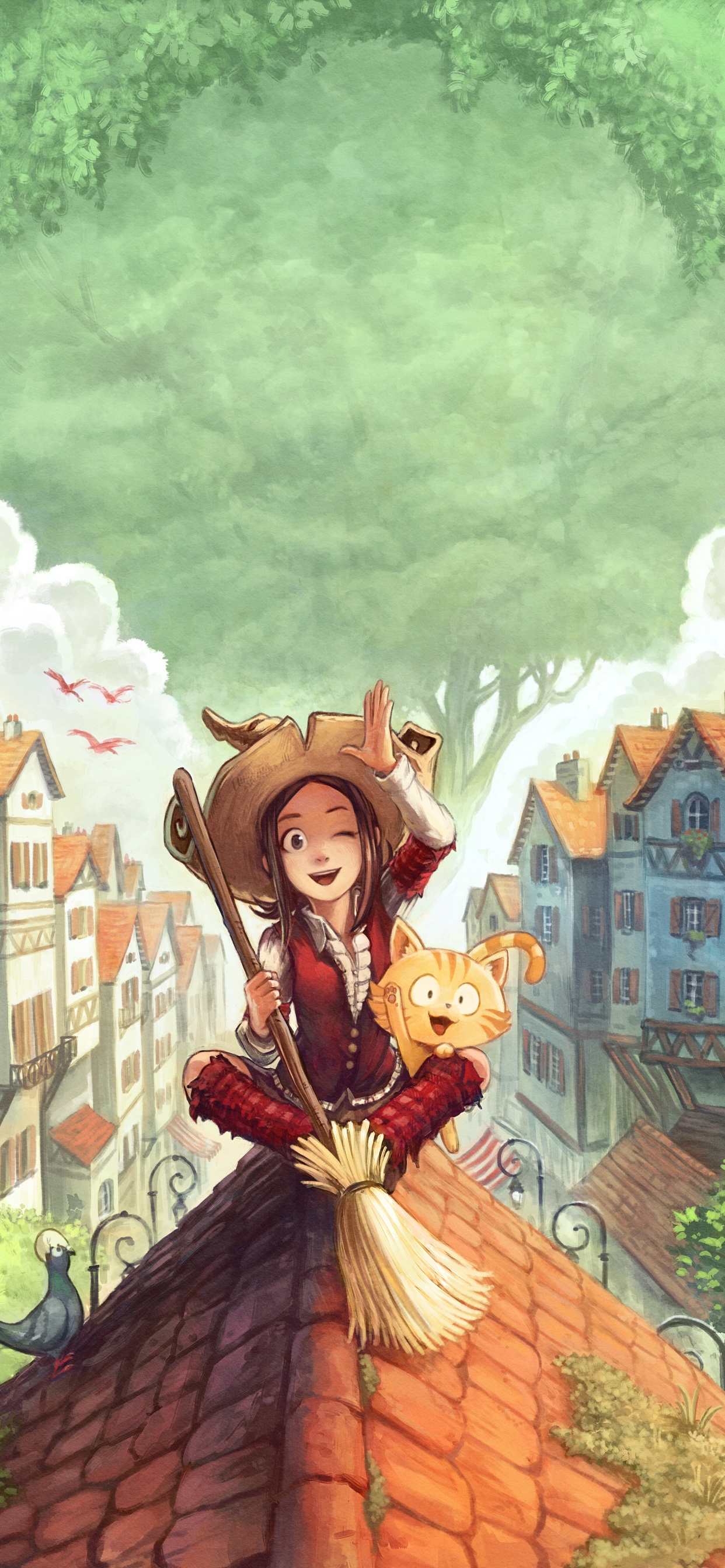 Fille en Robe Rouge Debout Sur un Plancher en Bois Marron. Wallpaper in 1242x2688 Resolution