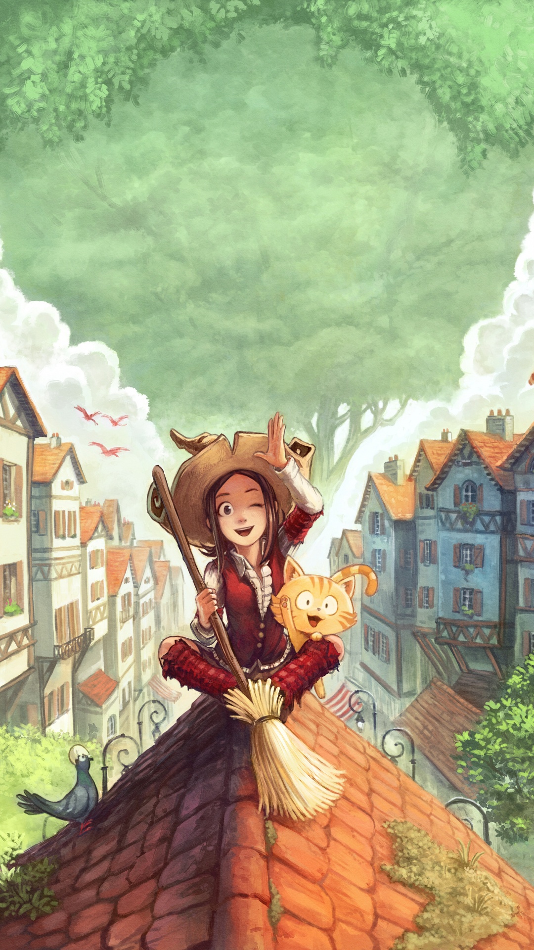 Chica en Vestido Rojo de Pie Sobre un Piso de Madera Marrón. Wallpaper in 1080x1920 Resolution