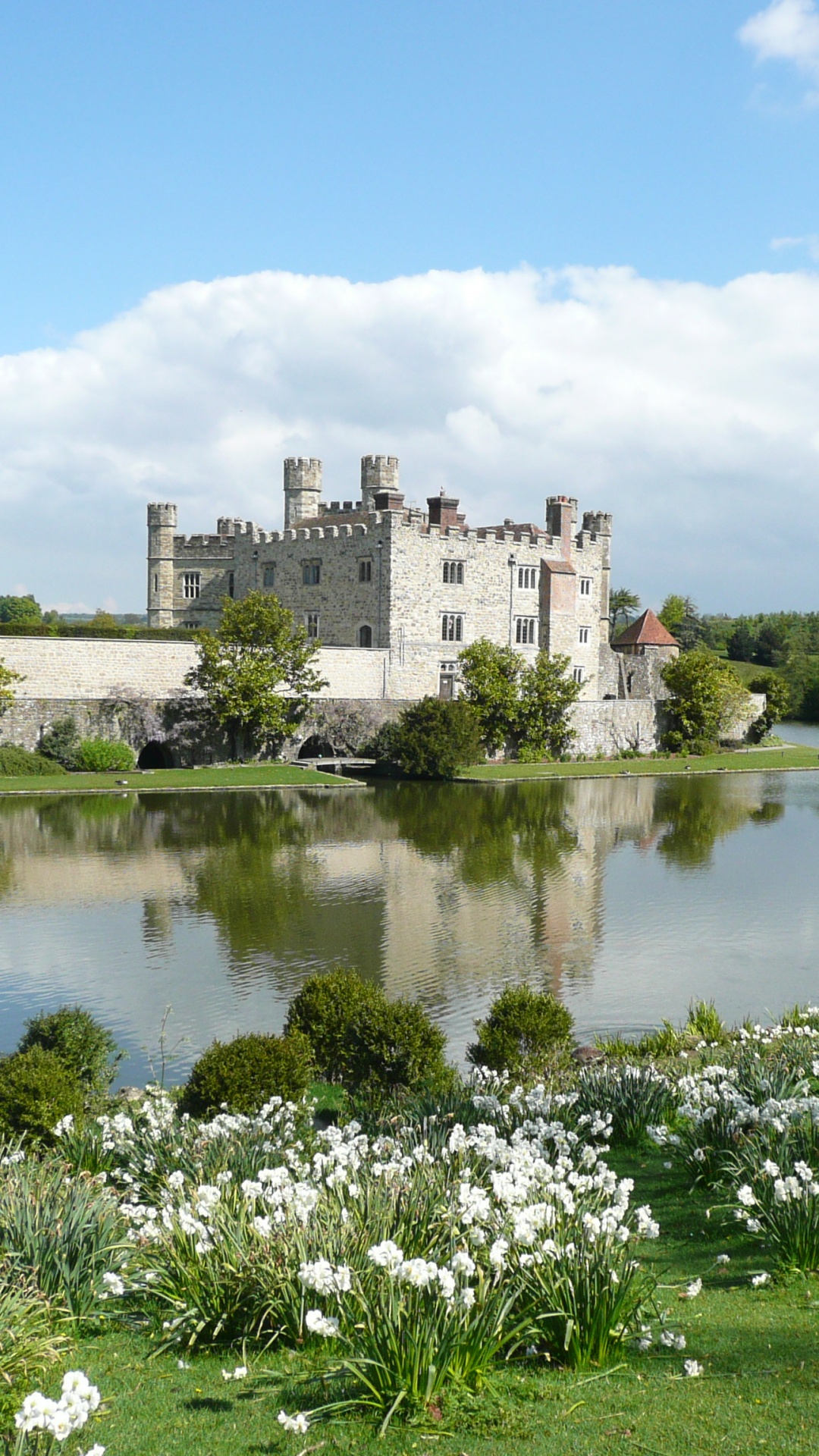 城堡, 护城河, 利兹, 银行, 反射 壁纸 1080x1920 允许