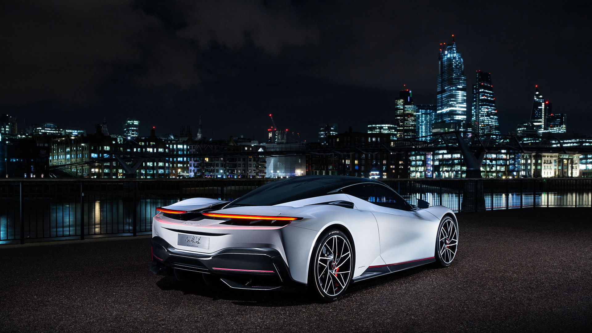 White Coupe Parked on Black Asphalt Road During Night Time. Wallpaper in 1920x1080 Resolution