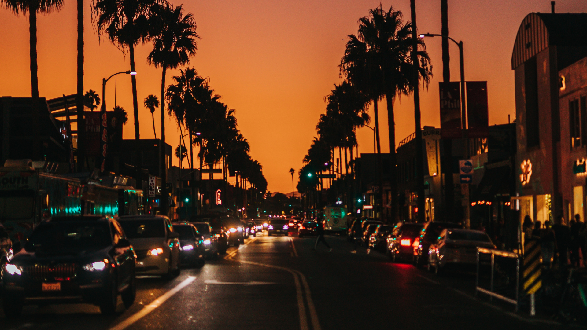 Cars on Road During Sunset. Wallpaper in 1920x1080 Resolution