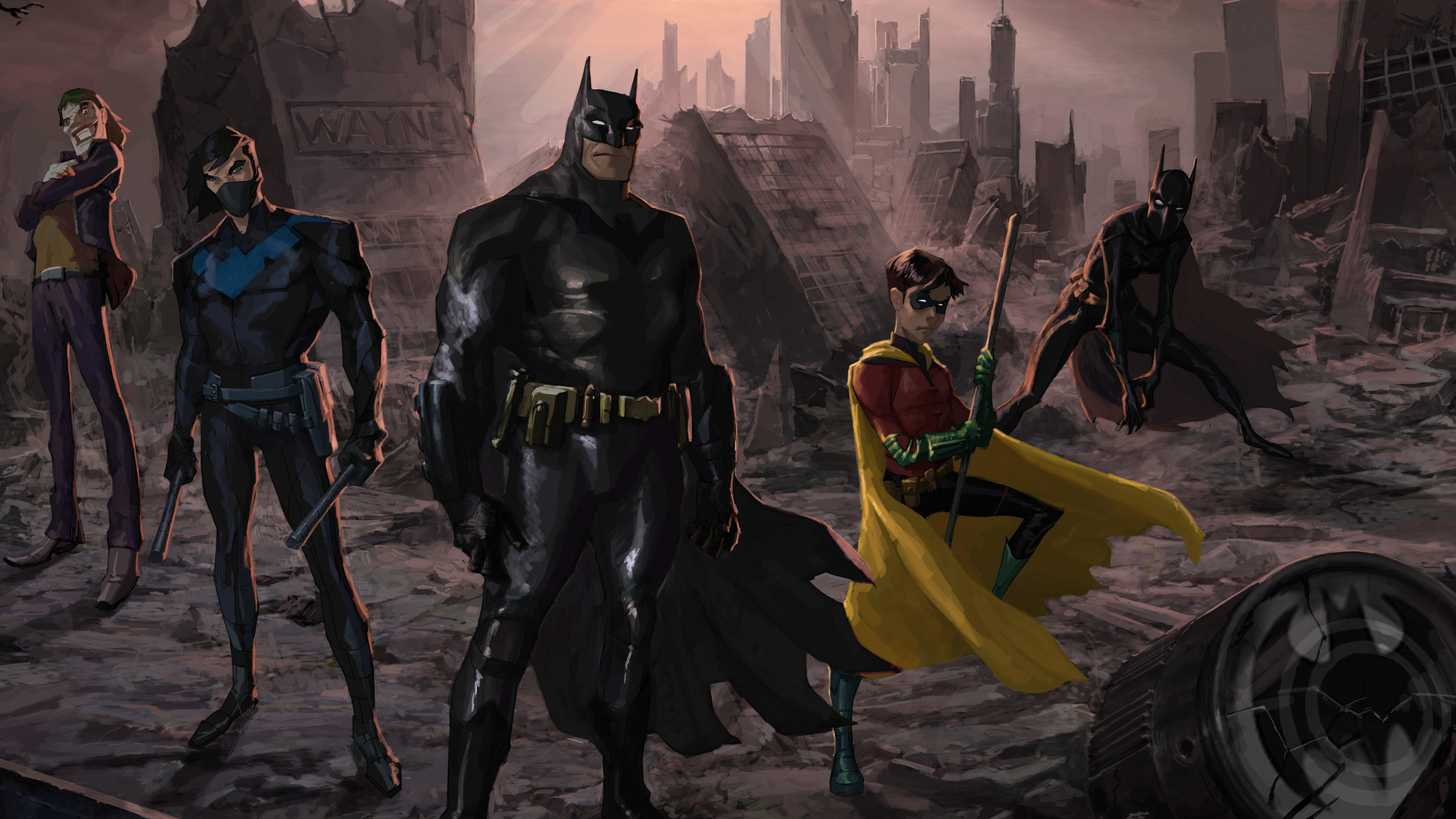 Hombre de Traje Negro y Amarillo Sosteniendo Una Espada al Lado Del Hombre de Traje Negro. Wallpaper in 3840x2160 Resolution