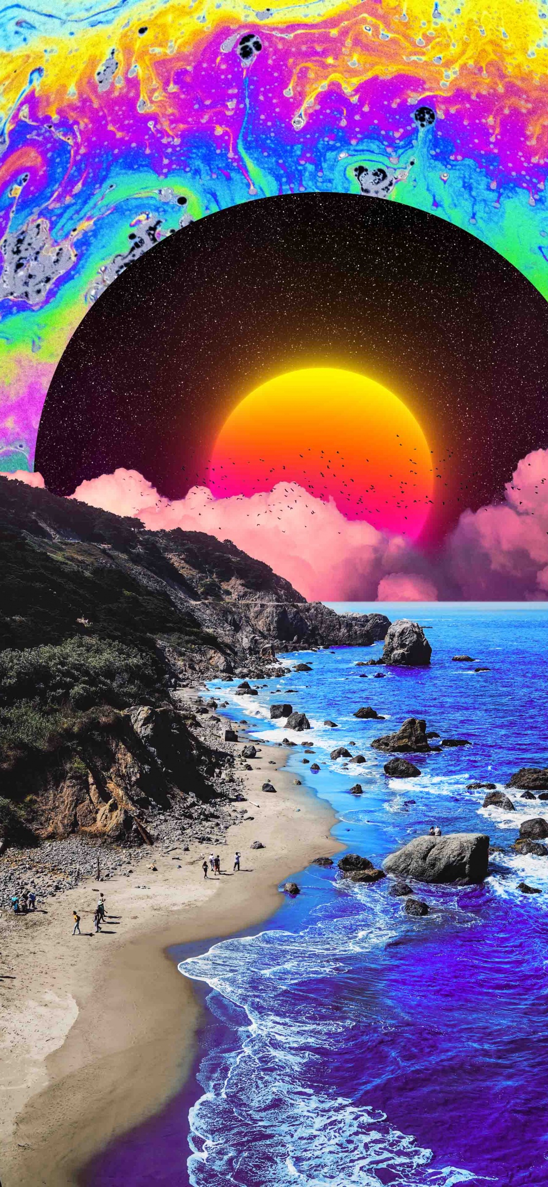 Nature, Art, Booby, Painting, Water. Wallpaper in 1125x2436 Resolution