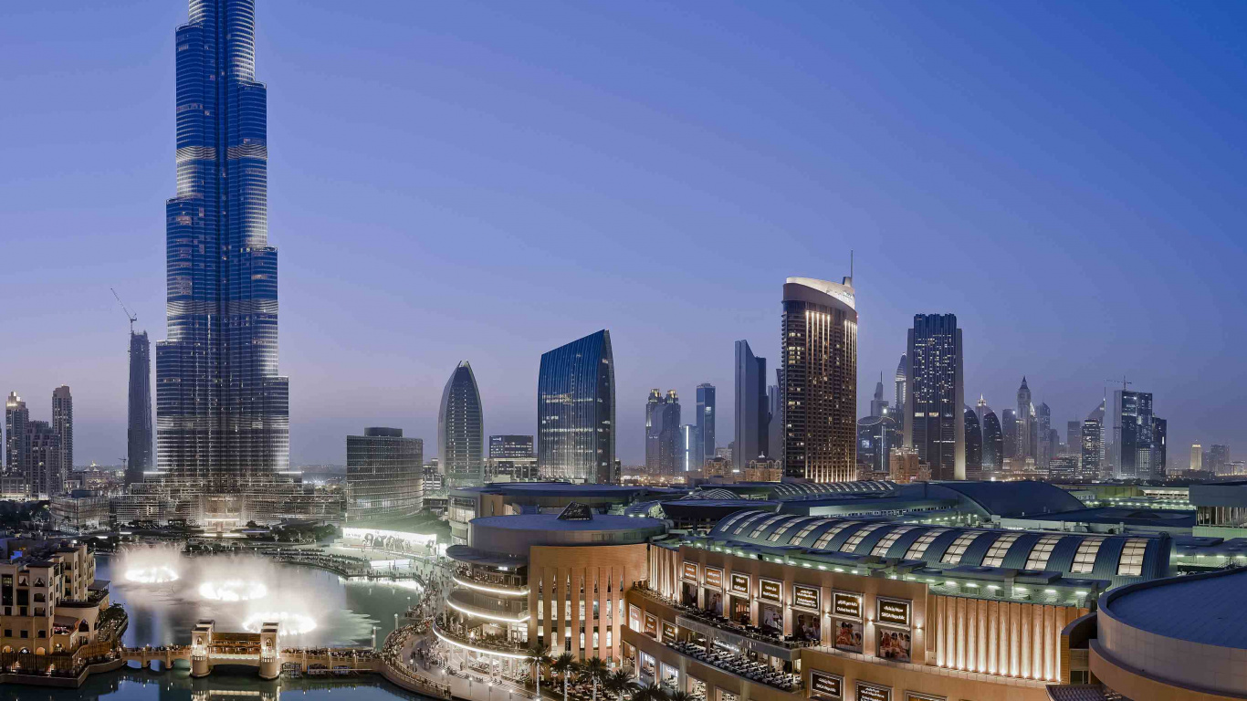 City Skyline During Night Time. Wallpaper in 1366x768 Resolution