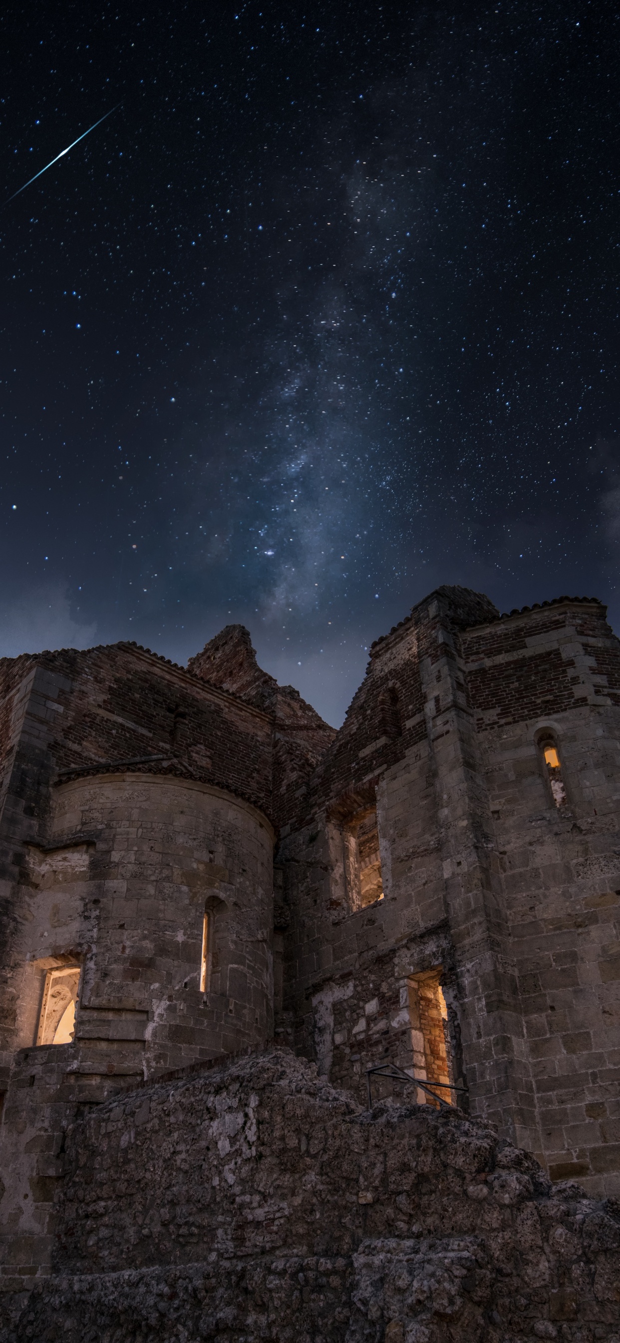 Night, Ruins, Atmosphere, Star, Ancient History. Wallpaper in 1242x2688 Resolution