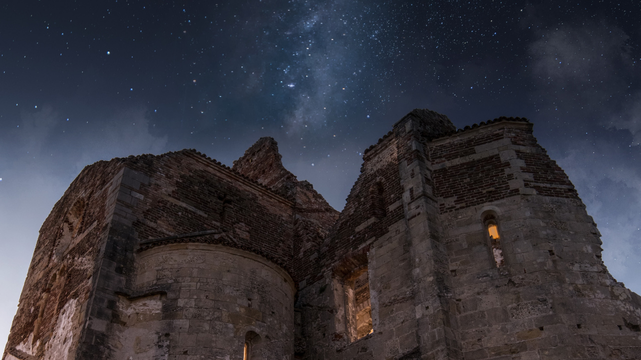 Night, Ruins, Atmosphere, Star, Ancient History. Wallpaper in 1280x720 Resolution