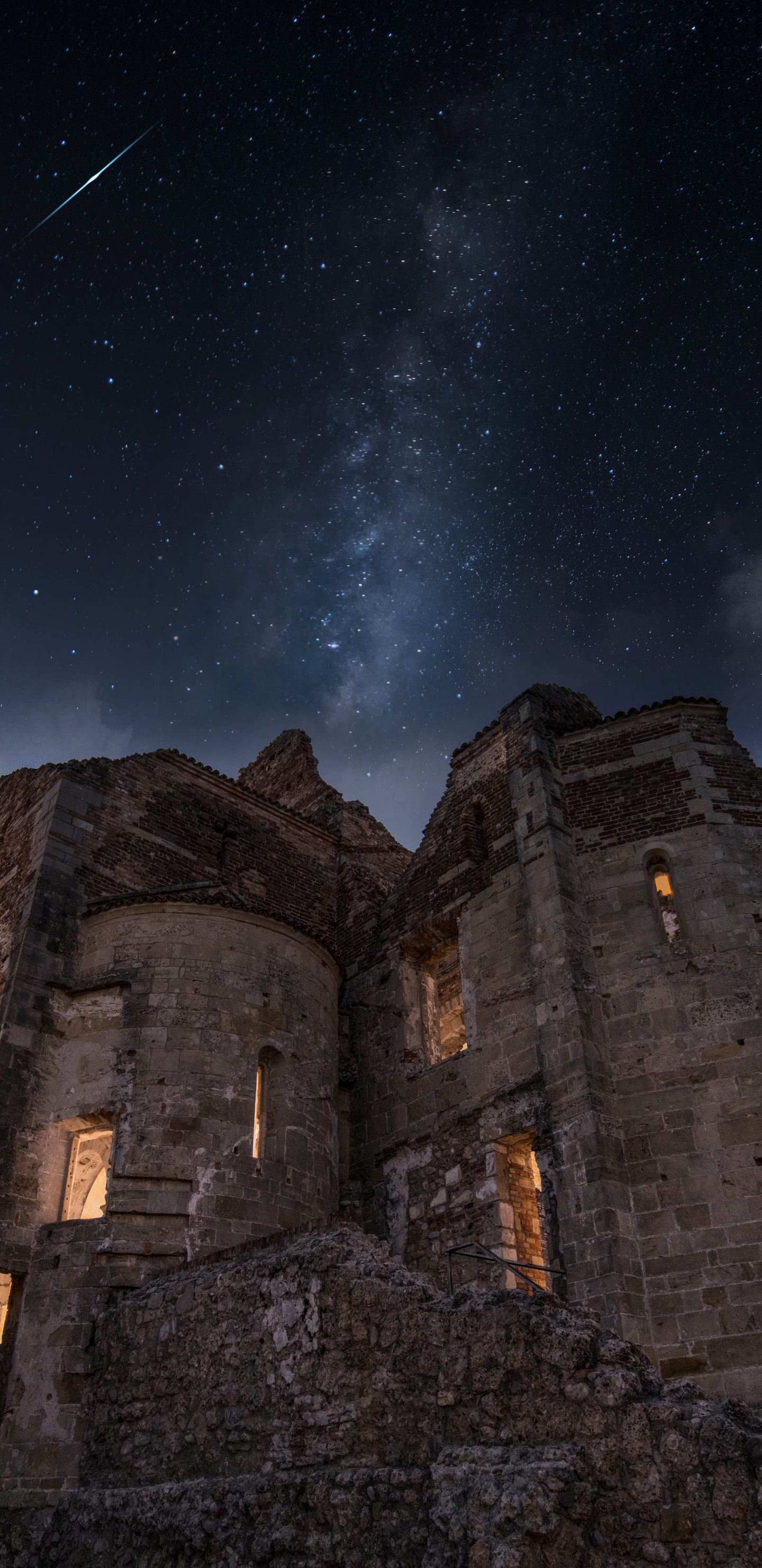 Night, Ruins, Atmosphere, Star, Ancient History. Wallpaper in 1440x2960 Resolution