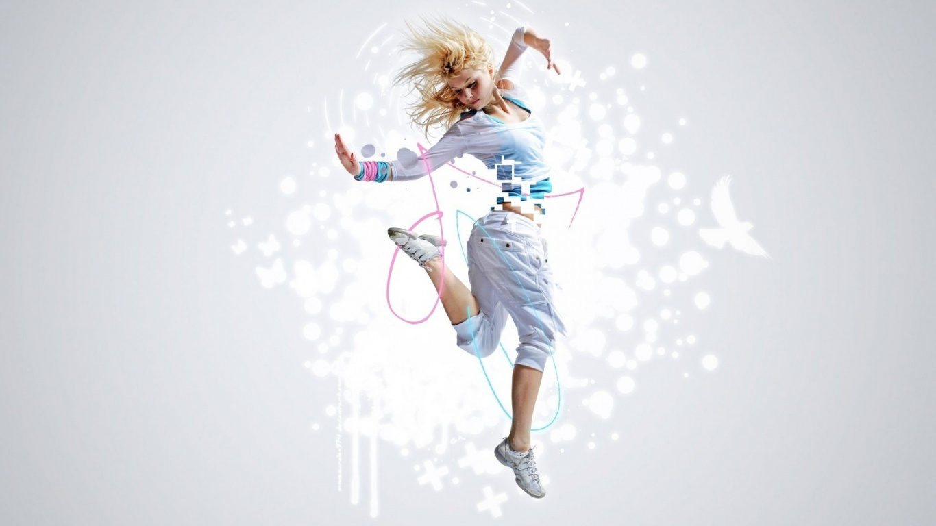 Ballet, White, Saut, Illustration, Amusement. Wallpaper in 1366x768 Resolution