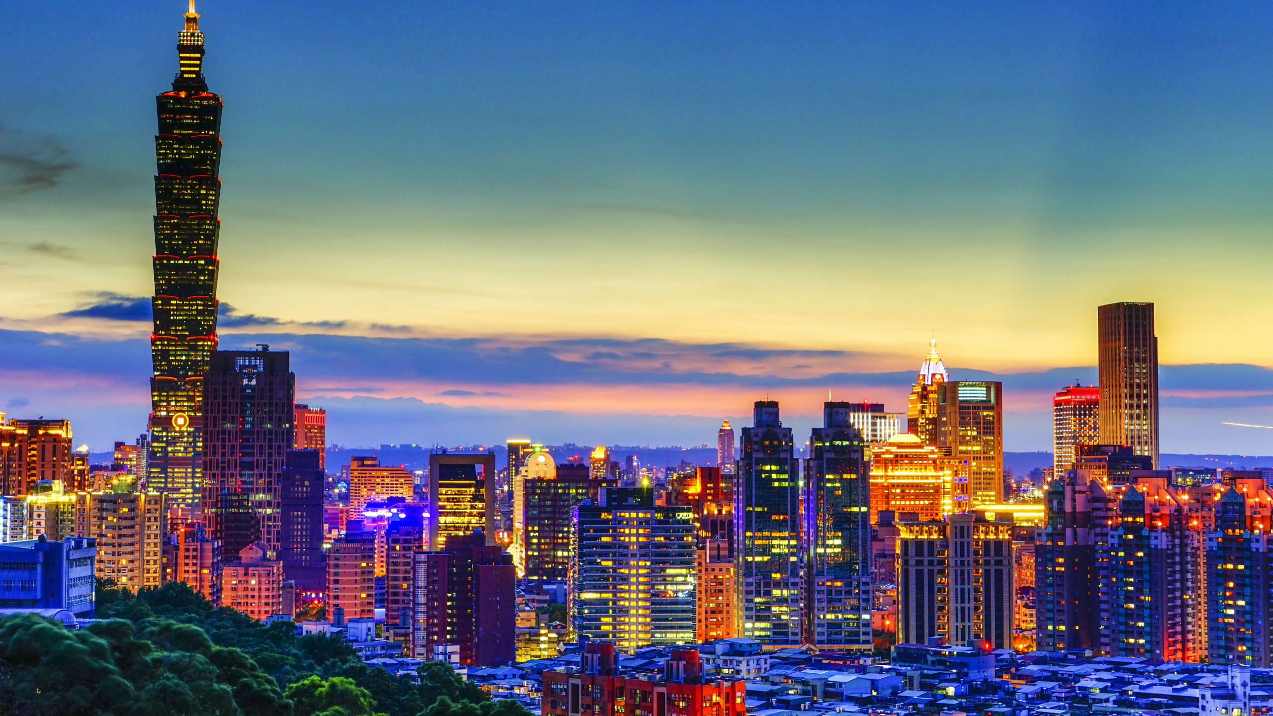 台北101, 城市景观, 城市, 大都会, 塔块 壁纸 2560x1440 允许