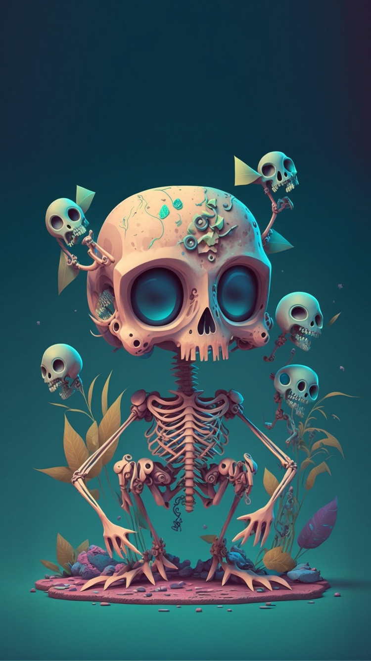 Crâne, Graphisme, Arts Visuels, M-027, OS. Wallpaper in 750x1334 Resolution