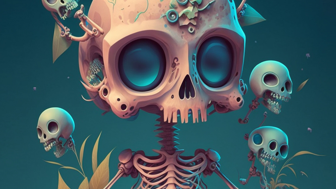 Skull, Graphic Design, Visual Arts, M-027, Bone. Wallpaper in 1280x720 Resolution