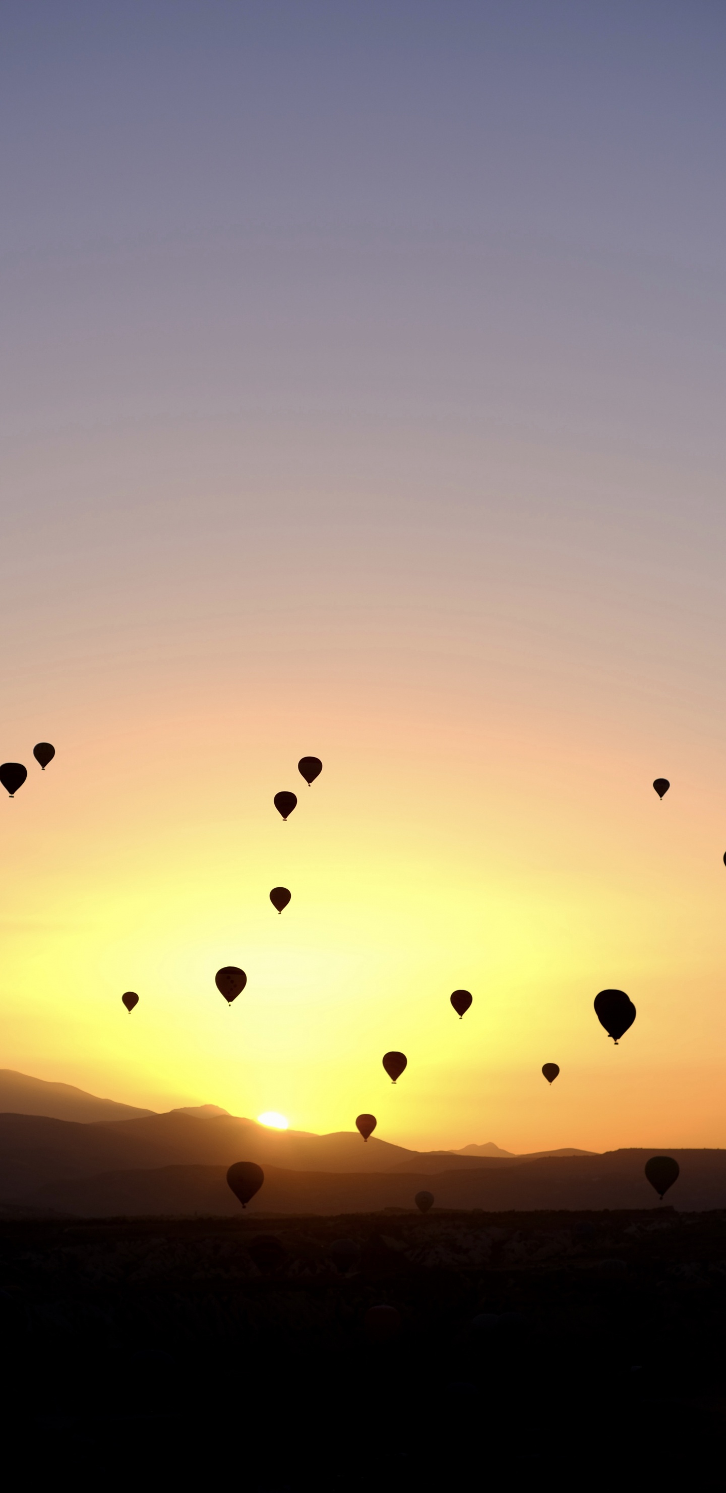 Sonnenuntergang, Pixel, November, Heißluftballon, CMYK-Farbmodell. Wallpaper in 1440x2960 Resolution