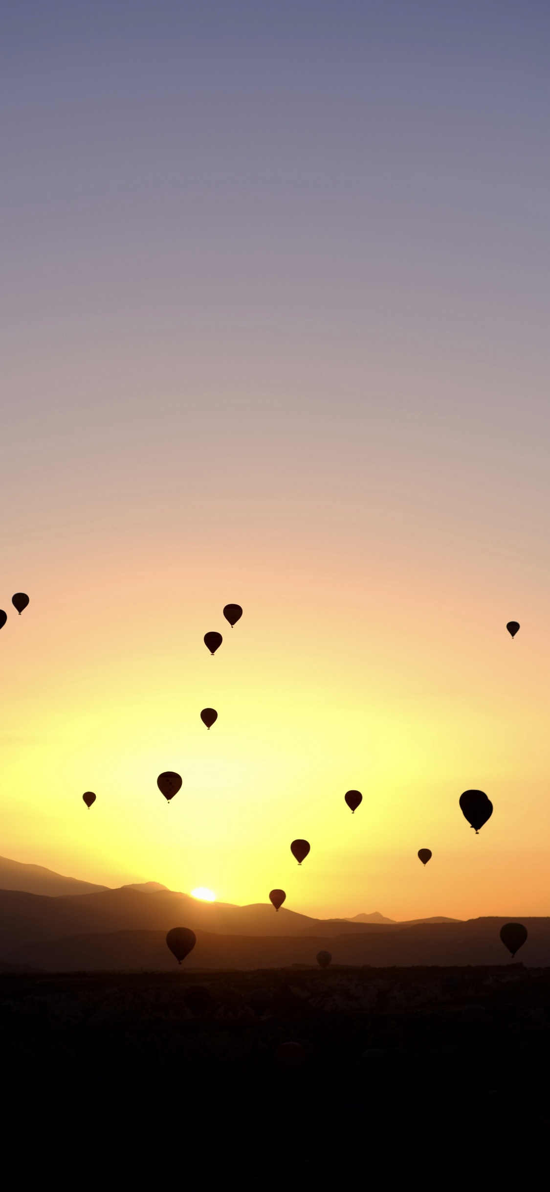 Sunset, Pixel, November, Hot Air Balloon, CMYK Color Model. Wallpaper in 1125x2436 Resolution