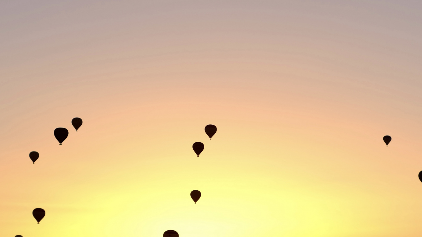 Sunset, Pixel, November, Hot Air Balloon, CMYK Color Model. Wallpaper in 1366x768 Resolution